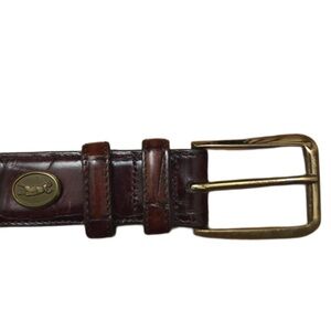 Bobby Jones Brown Alligator Calf Leather Belt with Gold Buckle